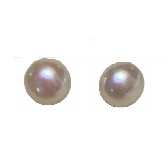 Pearl Stud white earrings.12 mm Beautiful Luster. SS. - Picture 2 of 6